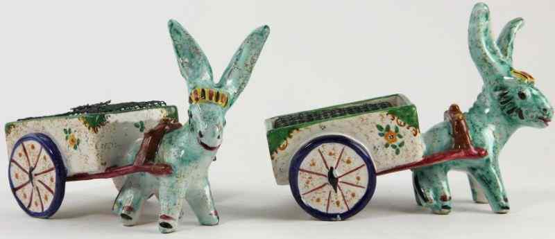 Appraisal: Pair of Italian Donkey Plantersearthenware with polychrome glaze each in