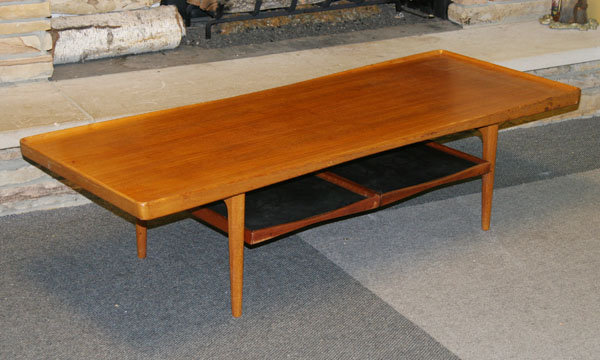 Appraisal: Finn Juhl style Danish modern teak coffee table with tray