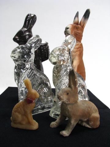 Appraisal: Group of six rabbit figures including candy containers some items