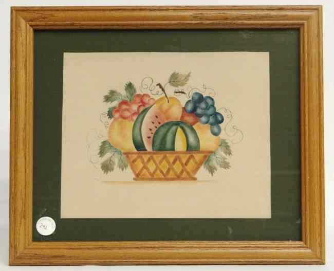 Appraisal: th c watercolor theorem still life Sight '' x ''