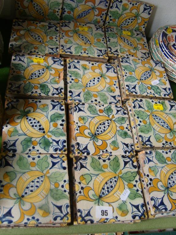 Appraisal: An extensive collection of th century tiles with tin glazed