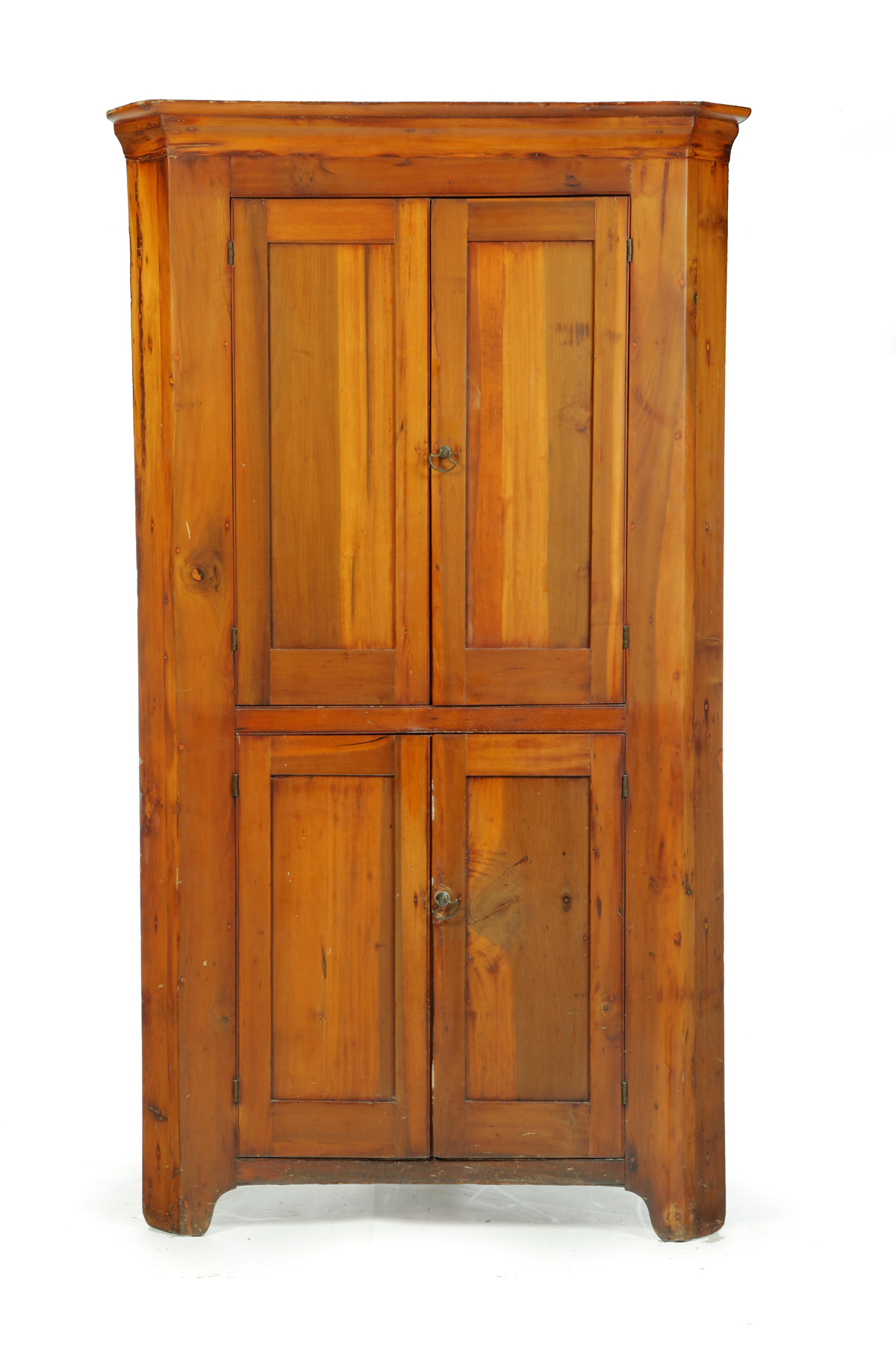 Appraisal: ONE-PIECE BLIND-DOOR CORNER CUPBOARD American nd quarter- th century poplar