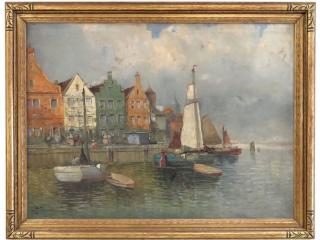 Appraisal: Large Frederick Wagner - Harbor Scene Sight size X Framed