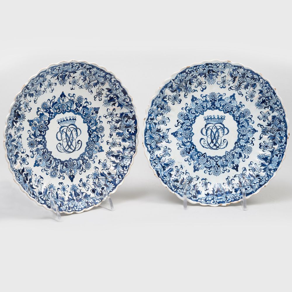 Appraisal: Pair of Dutch Delft Blue and White Small Fluted Dishes