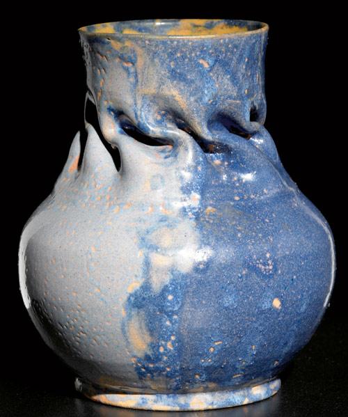 Appraisal: GEORGE OHR Bulbous vase with deep in-body twist one half