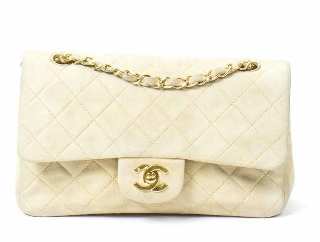 Appraisal: Chanel Classic double flap bag in quilted beige suede leather