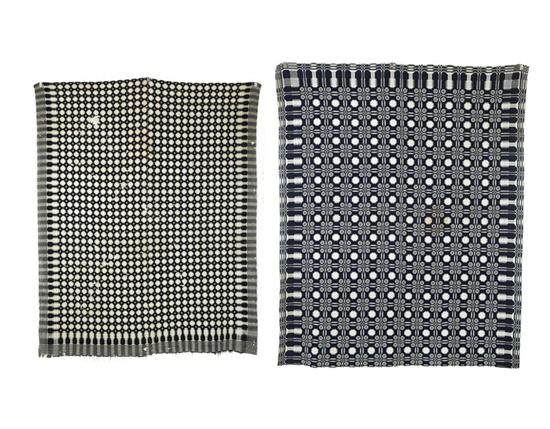 Appraisal: TWO DOUBLE WEAVE COVERLETS American st half- th century wool