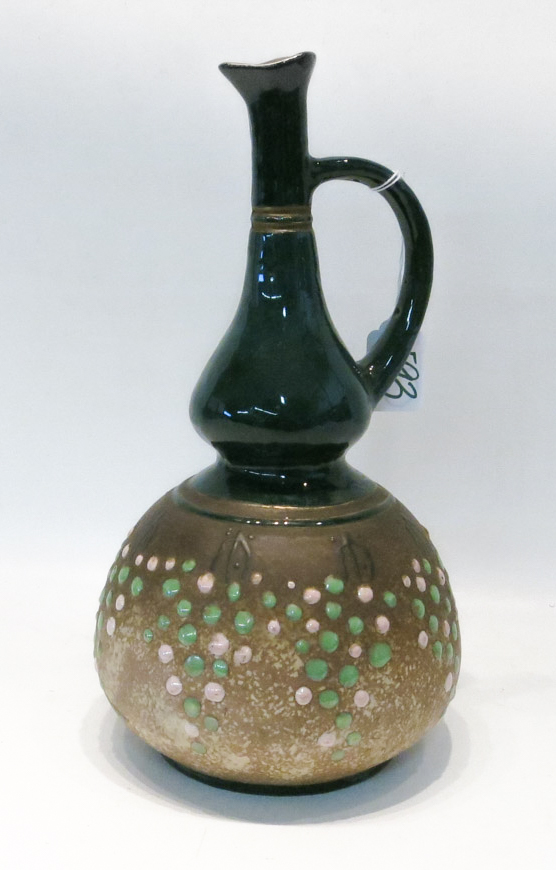 Appraisal: AUSTRIAN AMPHORA ART POTTERY EWER double gourd form having patterned