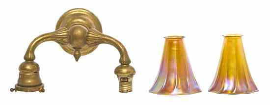 Appraisal: A Tiffany Studios Gilt Bronze and Favrile Glass Two-Light Sconce