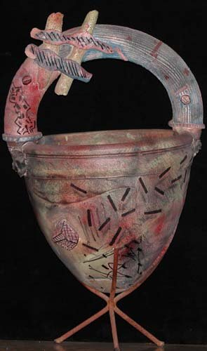 Appraisal: Ceramic Bucket Basket Ceramic on Paper Tenace Ron x x