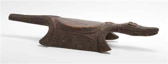 Appraisal: A Carved Wood Reptile Effigy Stool likely Papau New Guinea