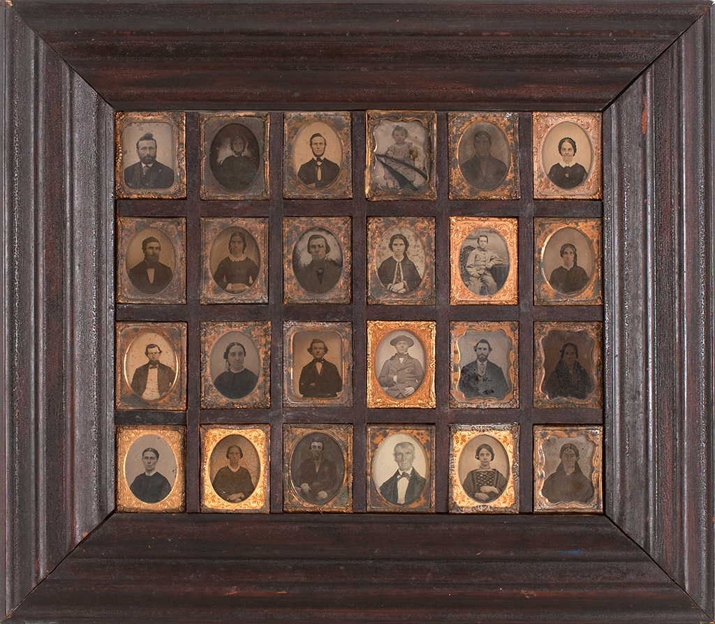 Appraisal: FRAMED COLLECTION OF TWENTY-FOUR DAGUERREOTYPES Mid- th CenturyPortraits of the