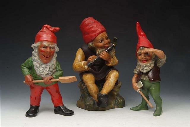 Appraisal: A COLLECTION OF THREE WEST GERMAN HEISSNER GARDEN GNOMES the