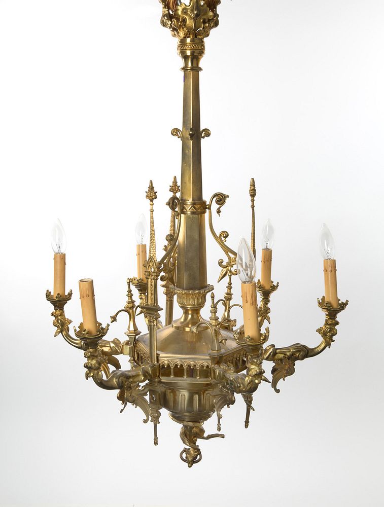 Appraisal: A NORTH EUROPEAN NEO-GOTHIC CANDELABRA CHANDELIER LIKELY SWEDISH FIRST HALF