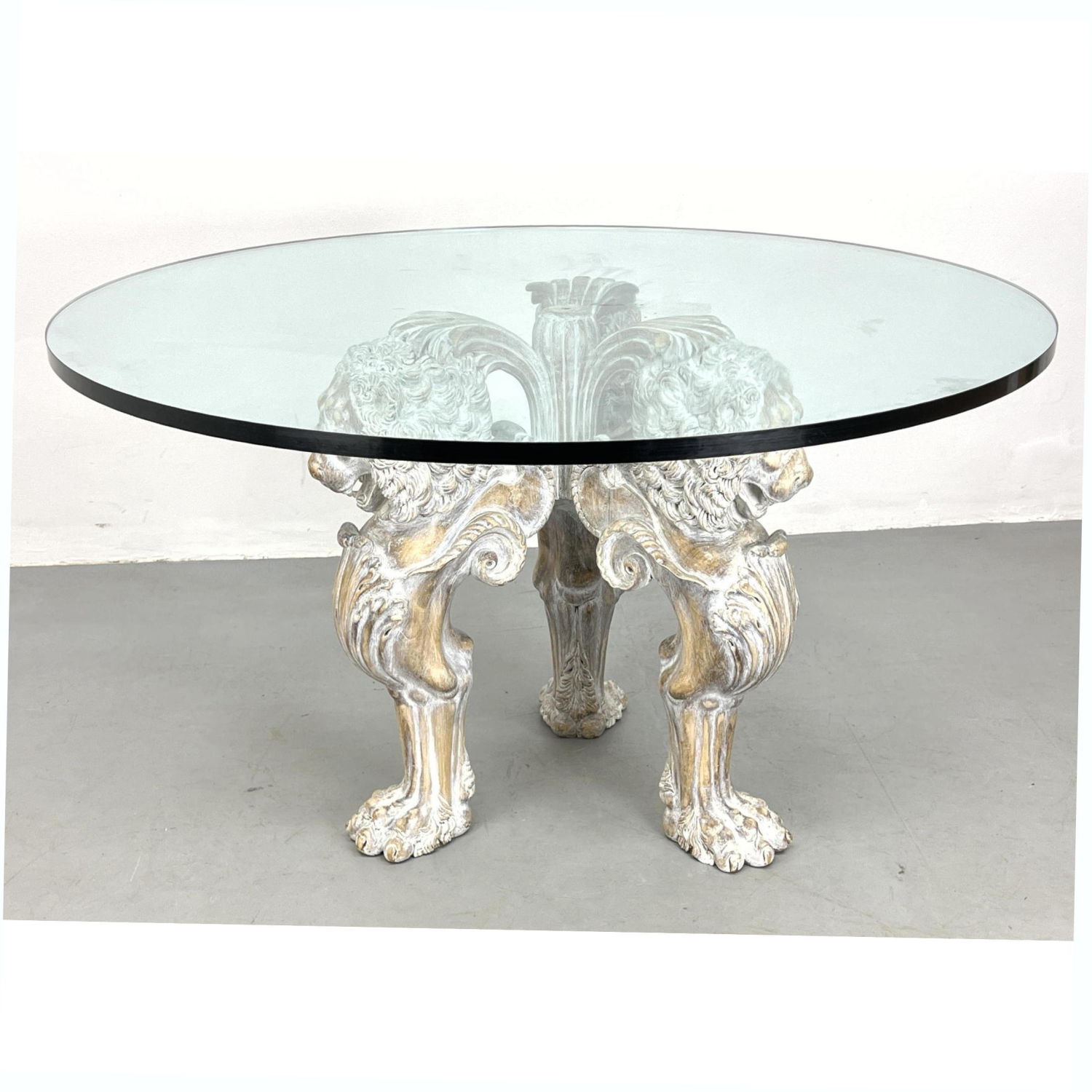 Appraisal: Tripod Lion's Head And Paw Foot Center Hall Table Designer