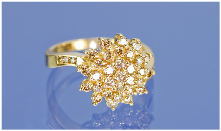 Appraisal: ct Gold Diamond Cluster Ring Set With Champagne Coloured Round