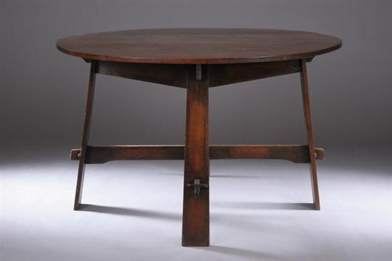 Appraisal: AMERICAN MISSION OAK CENTER TABLE Early th century On square