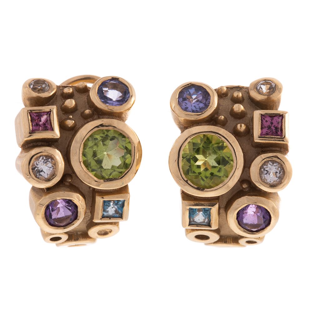 Appraisal: A Pair of Diamond Multi Gemstone Earrings in K K