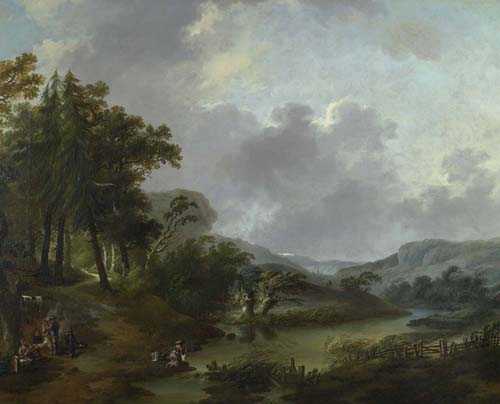 Appraisal: W EST JOHANN HEINRICH Zurich Landscape with washerwomen Oil on