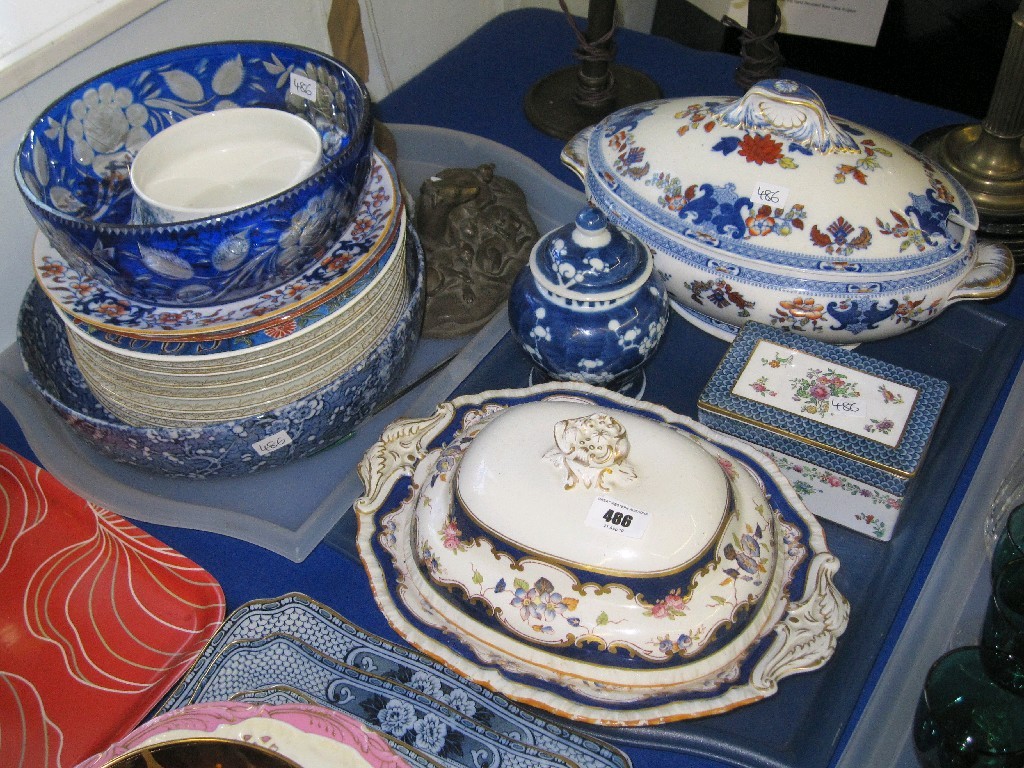 Appraisal: Lot comprising two trays of assorted ceramics etc - blue