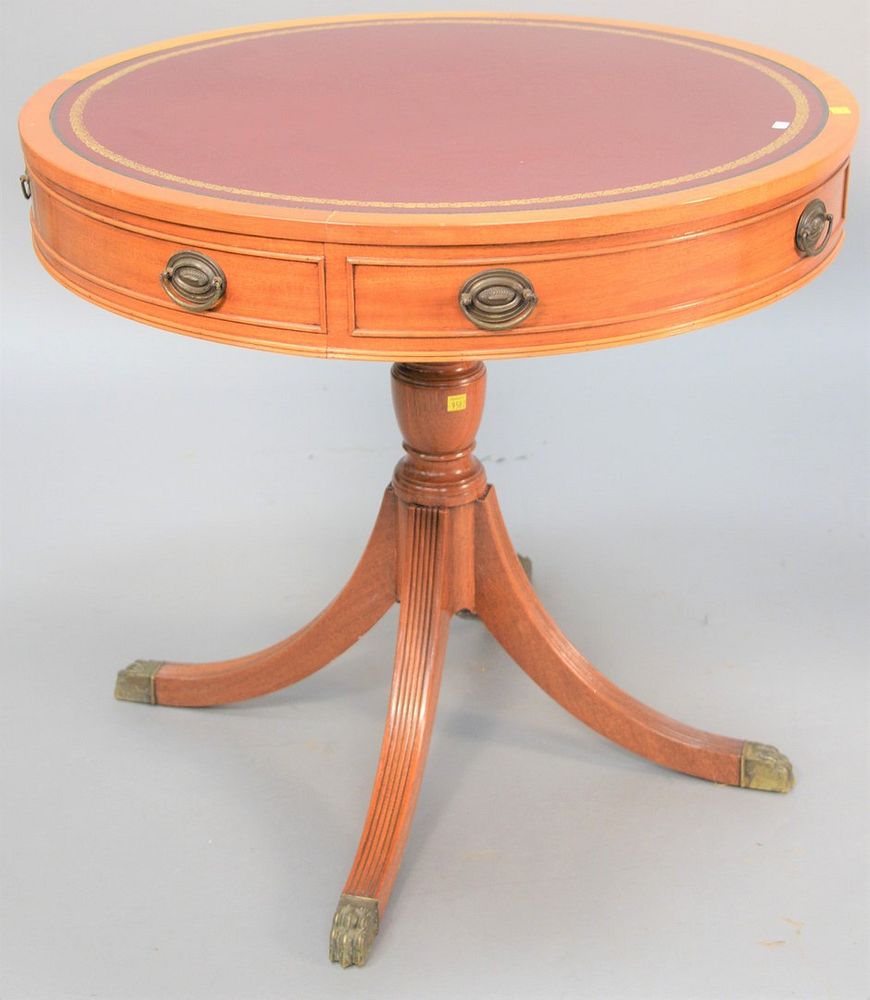 Appraisal: Kittinger drum table having leather top and pedestal base ht