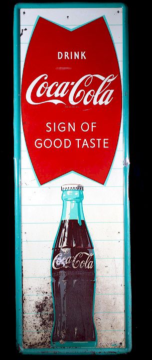 Appraisal: 's Coca-Cola Vertical Metal Advertising Sign Available in this lot