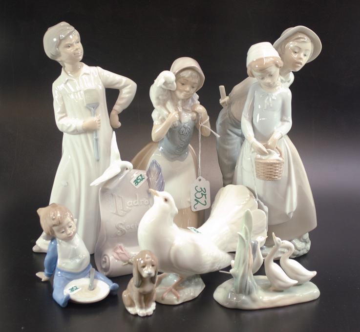 Appraisal: EIGHT LLADRO AND NAO PORCELAINS Lladro Dove from the Birds