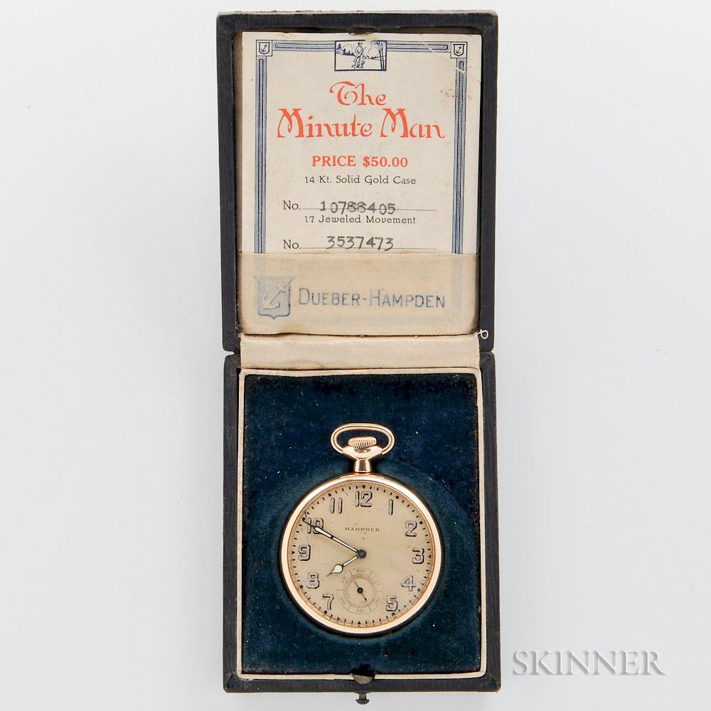 Appraisal: Hampden Minute Man kt Gold Open-face Watch Hampden Minute Man