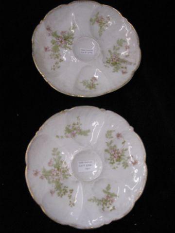 Appraisal: Pair of Victorian Porcelain Oyster Plates floral sprays gold trim