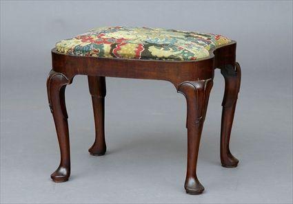 Appraisal: QUEEN ANNE STOOL The shaped seat supported by carved cabriole