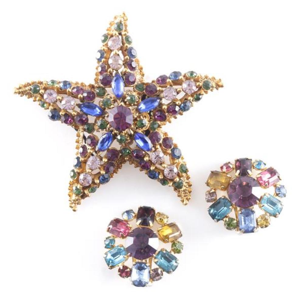 Appraisal: FLORENZA STARFISH SHAPE PIN BROOCH WITH MULTICOLOR FACETED JEWELS AND