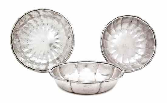 Appraisal: Three Continental Silvered Metal Bowls each of lobed circular form