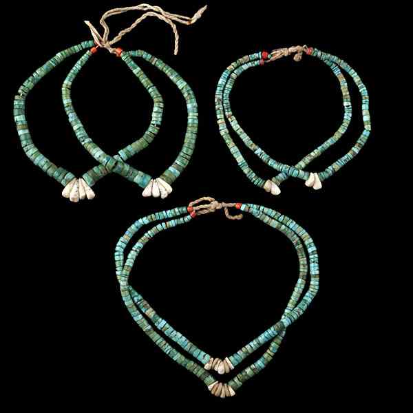 Appraisal: Navajo Jaclas Turquoise with White Shell lot of all with