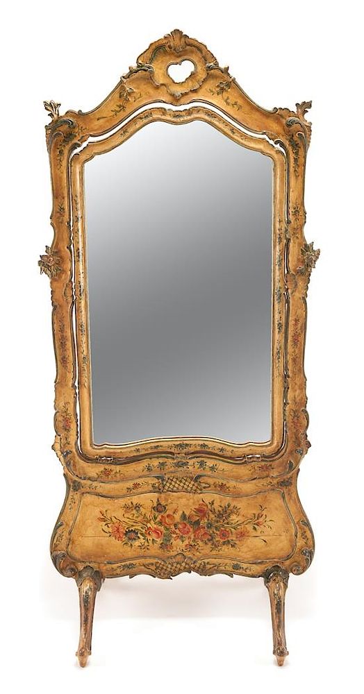 Appraisal: A Venetian Polychrome Painted Cheval Mirror Height x width x