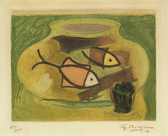 Appraisal: GEORGES BRAQUE after L'Aquarium Color aquatint circa x mm x