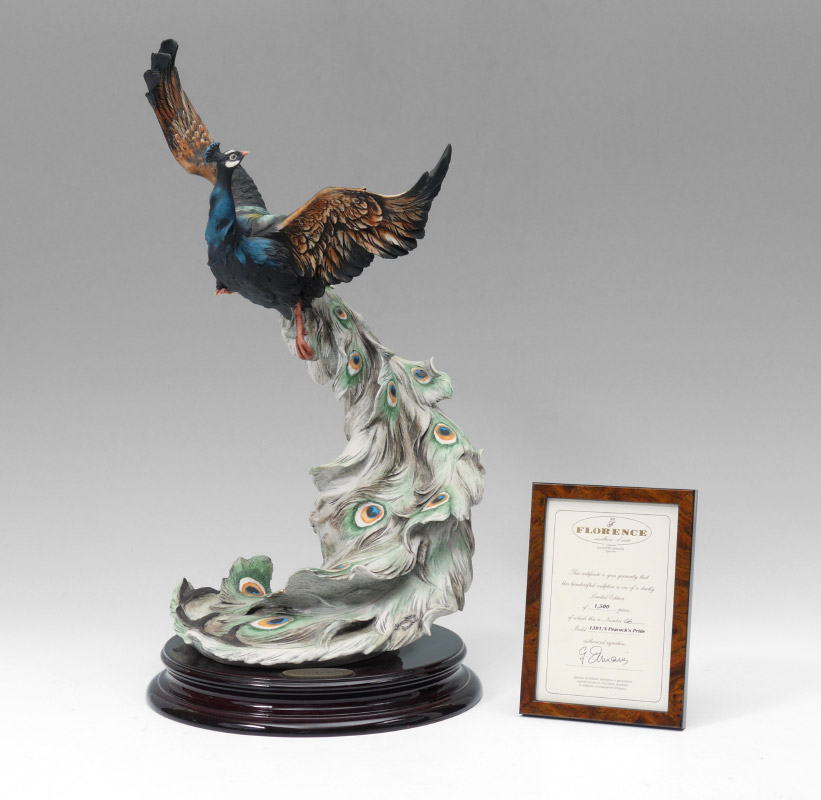 Appraisal: GIUSEPPE ARMANI FLORENCE SCULTURE d'ARTE ''PEACOCK'S PRIDE'' S Limited edition