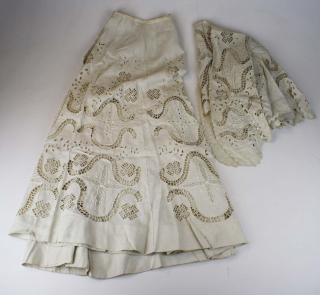 Appraisal: Ca Victorian Off White Linen Two Part Gown With Cutwork