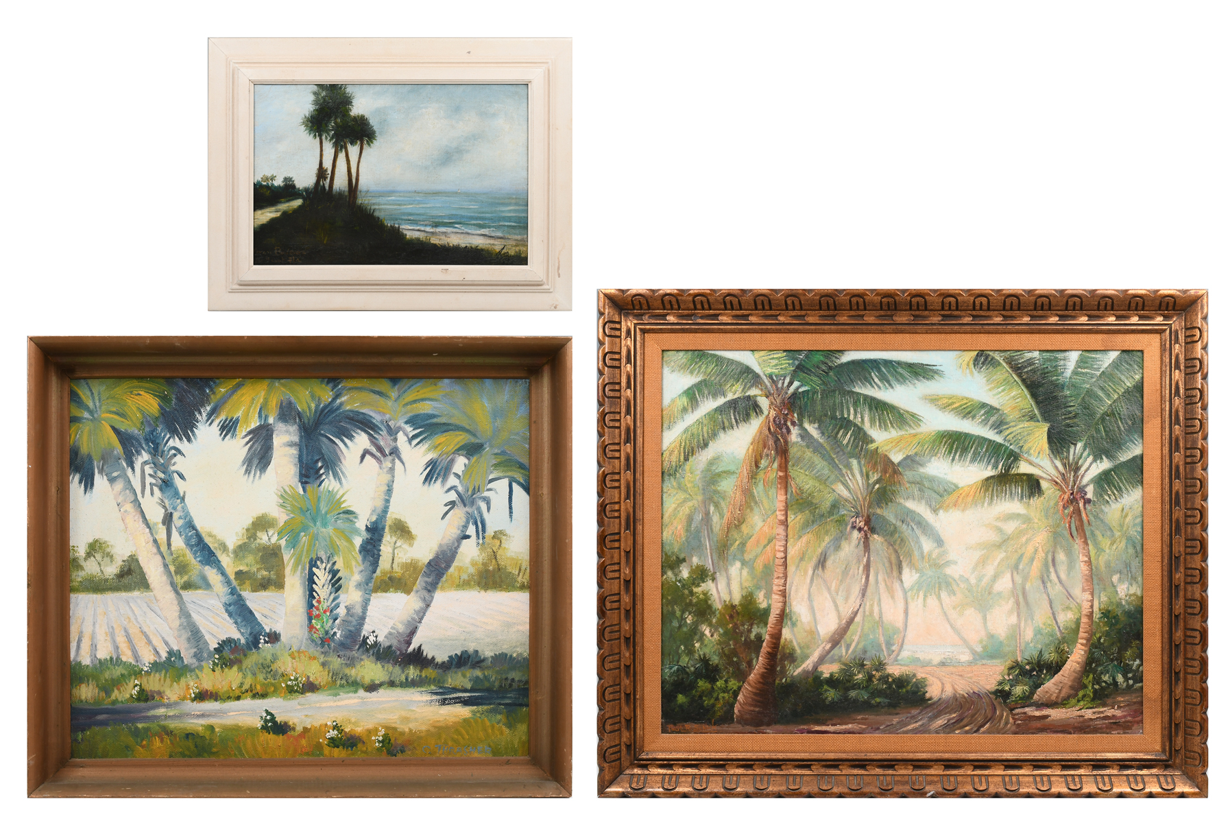 Appraisal: PC FLORIDA PAINTING LOT Chester Thatcher Tampa Palms Oil Masonite