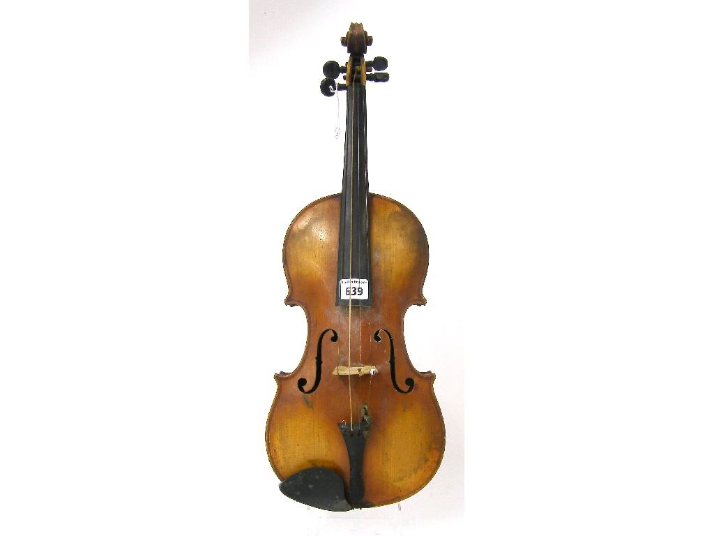 Appraisal: Violin labelled Jacobus Stainer cm