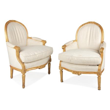 Appraisal: Pair of Louis XIV Style Gilt-Wood Bergeres Estimate -