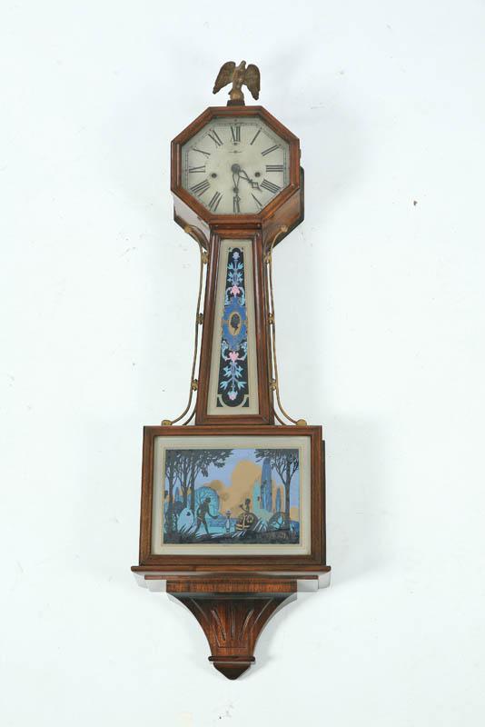 Appraisal: NEW HAVEN BANJO CLOCK Eight day time and strike clock