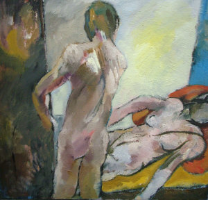 Appraisal: Dorothy Mead LG - - Two nudes oil on canvas