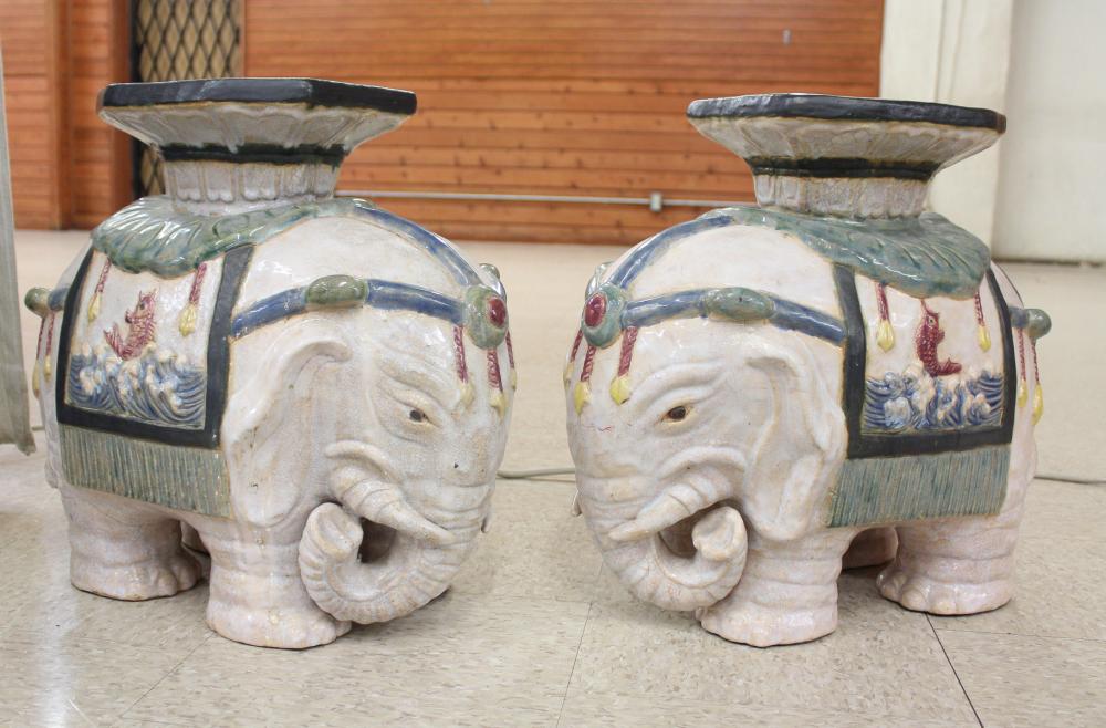 Appraisal: A PAIR OF ELEPHANT GARDEN STOOLS Chinese th century each