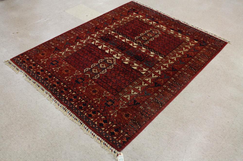 Appraisal: HAND KNOTTED TURKISH KACHLI ENESSI PRAYER RUG the red field