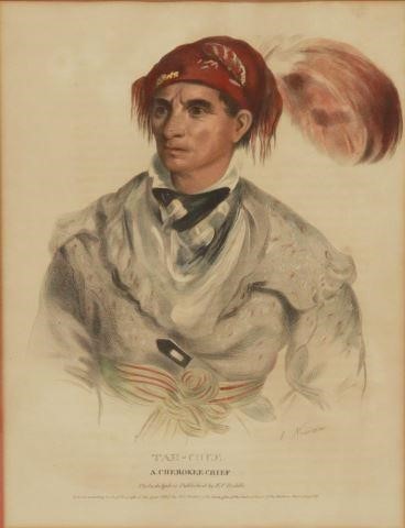 Appraisal: Framed lithograph on paper Tah-Chee A Cherokee Chief Albert Newsam