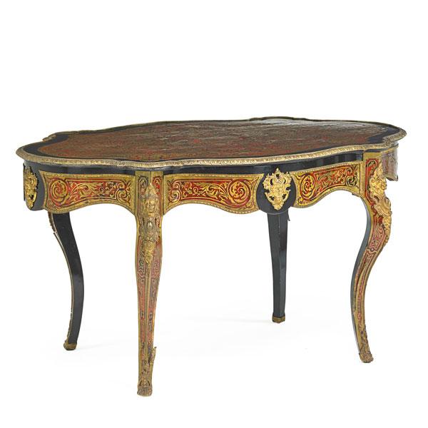 Appraisal: NAPOLEON III CENTER TABLE Louis XIV style gilt bronze trim