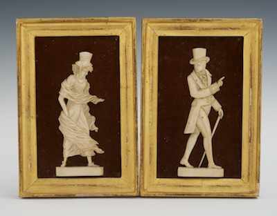 Appraisal: A Pair of Victorian Framed Carvings of Lady and Gentleman