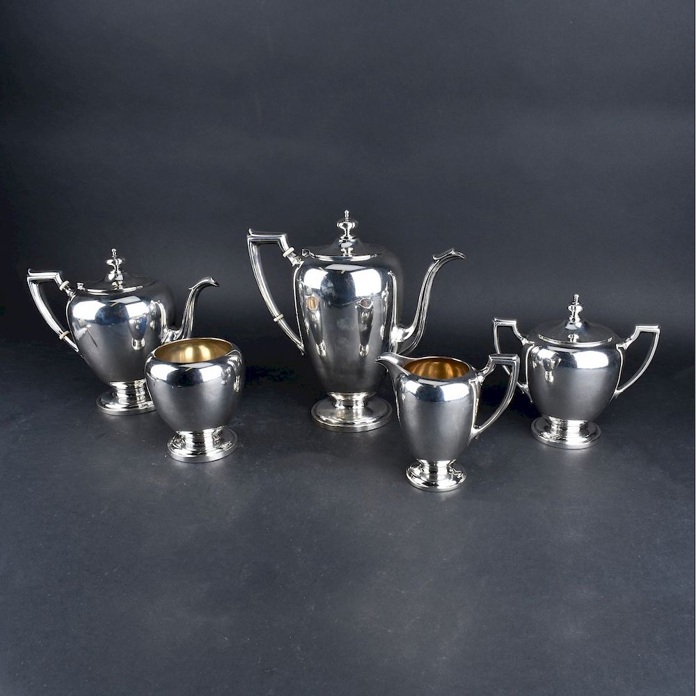 Appraisal: Reed Barton PC Pointed Antique Silver Tea Set Five Piece