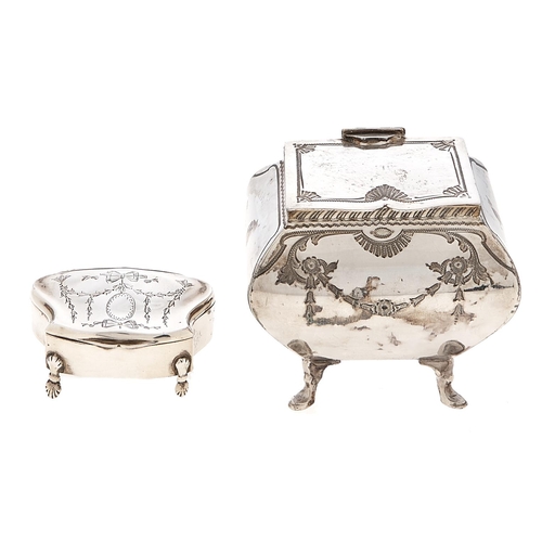 Appraisal: A George V commode shaped silver trinket box on four