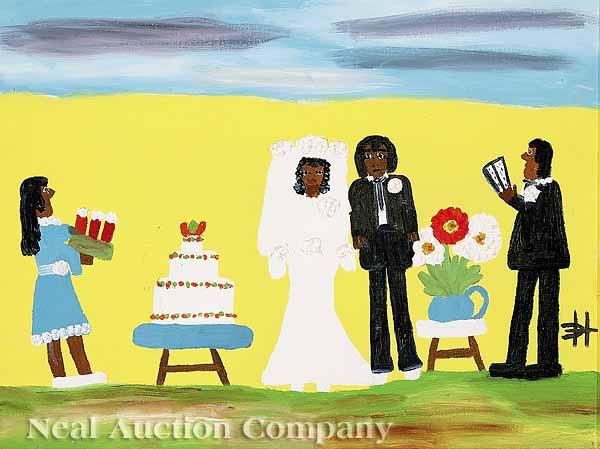 Appraisal: Clementine Hunter American Louisiana - The Wedding oil on canvas